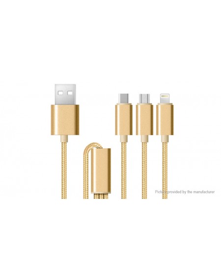 3-in-1 Micro-USB/USB-C/8-pin to USB Data Sync / Charging Cable (120cm)